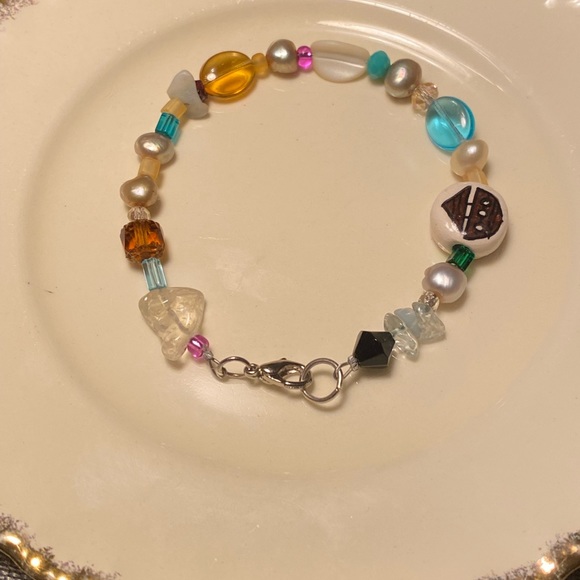 ๐ Tara Designs Handmade anklet / bracelet FWCP, hand painted ceramic bead gems - Picture 2 of 3